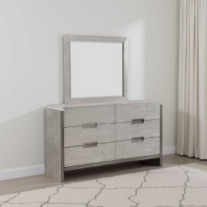 Royal Hampton Wall Mount Dresser Mirror, Beveled Accent, Gray Solid Wood 36x40 - 1 of 4