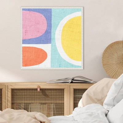 Pastel II Abstract Canvas Art with White Floater Frame