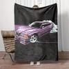 Vintage Purple Sports Car Print Flannel Throw Blanket - Soft, Reversible & Machine Washable for All Seasons - Perfect for Bed, Sofa, Camping - 3 of 4