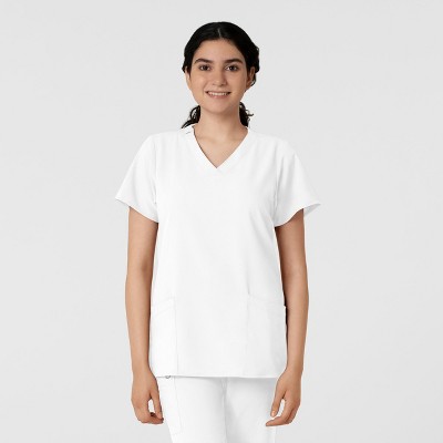 Wink Women's Basic V-neck Scrub Top, White, 4x : Target