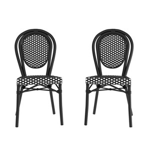 Flash Furniture 2 Pack Lourdes Indoor/Outdoor Commercial Thonet Bistro Stacking Chair, PE Rattan and Aluminum Frame - 1 of 4