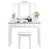 Tangkula 7 Drawers Tri-Folding Vanity Mirror Makeup Dressing Table Set w/ Necklace Hook - 2 of 4