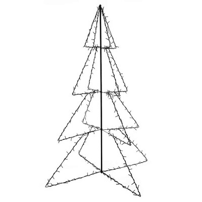 vidaXL Christmas Cone Tree Artificial Xmas Tree with LEDs Christmas Lighting - Warm White 59.1" x 45.3"