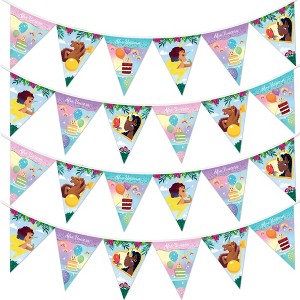 Treasures Gifted Afro Unicorn Pennant Banners - Pre-strung Triangle Pennant Banners - Afro Unicorn Birthday Party Decorations - 1 of 4