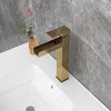 Munora Brushed Gold Single Handle Waterfall Bathroom Vessel Sink Faucet, Solid Brass Modern Design - 2 of 4