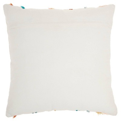 Multicolor Embroidered Cotton Square Throw Pillow 18" x 18"