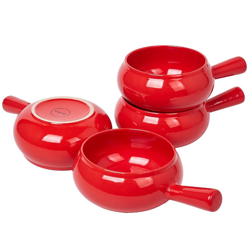 Bruntmor 17 Oz Round Soup Bowl with Handle, Set of 4 Red, 3 of 6