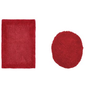 Edge Bath Rug 100% Premium Cotton Ultra-soft Water Absorbent Tufted Solid Reversible 2 Piece Bathroom Rug Set For Machine Washable Bathmat - 1 of 4