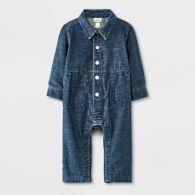 Image of Baby Boys' Cord Solid Boilersuit - Cat & Jack™ Indigo 0-3M