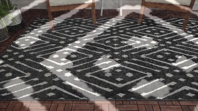 Sabrina Soto Geo-Gray Easy-Care 8' x 10' Outdoor Area Rug