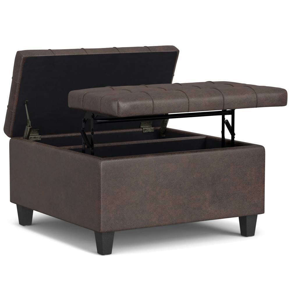 Photos - Pouffe / Bench WyndenHall Elliot Small Square Coffee Table Storage Ottoman Distressed Bro