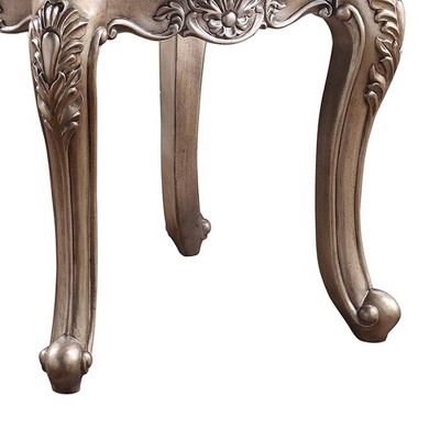 Jayceon Classic Queen Anne Legs Marble Top End Table in Champagne
