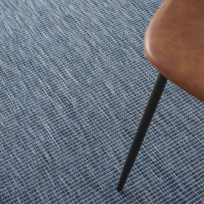 Navy Blue Flat Woven Rectangular Synthetic Rug, 4' x 6'