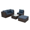 Patio Furniture, Outdoor Furniture, Seasonal PE Wicker Furniture, 5 Set Wicker Furniture With Tempered Glass Coffee Table - 3 of 4