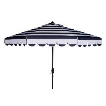 Maui Single Scallop Striped 9Ft Crank Push Button Tilt Patio Outdoor Umbrella  - Safavieh