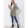 Allegra K Women's Double Breasted Notched Lapel Plaid Overcoat with Pockets - 2 of 4