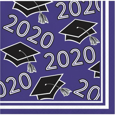 108ct Class Of 2020 Grad Beverage Napkins Purple