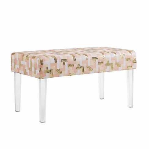 Stella Sequin Colorblock Acrylic Leg Bench Silver Linon Target