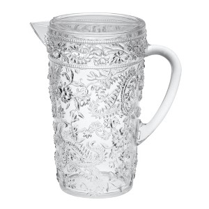 FONTOI 2.5 Quarts Water Pitcher with Lid, Paisley Cut Unbreakable Lemon Kettle, Drink Pitcher, Juice Pitcher with Spout BPA Free, Clear, 10"*8"*6" - 1 of 4