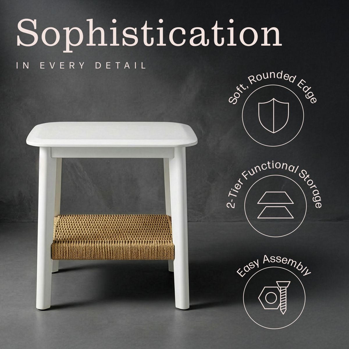 Alaterre Furniture Calais Side Table, White - thumbnail 4