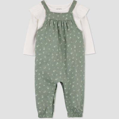 Carter's Just One You® Baby Girls' Floral Top & Overalls Set - Green/Ivory  Newborn
