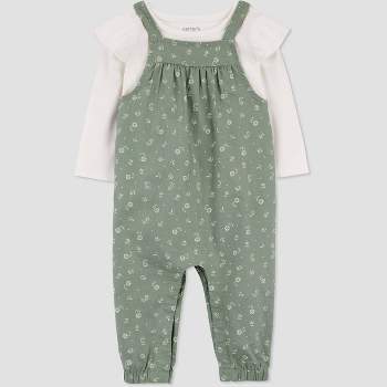 Carter's Just One You® Baby Girls' Floral Top & Overalls Set - Green/Ivory
