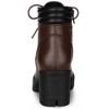 BLISSFUL STEP Women's Round Toe Chunky Heel Lug Sole Lace Up Zipper Combat Boots - 3 of 4