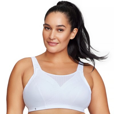 Women's Glamorise 1166 Double Layer Custom Control High Impact Sports Bra  (Grey/White 36G)