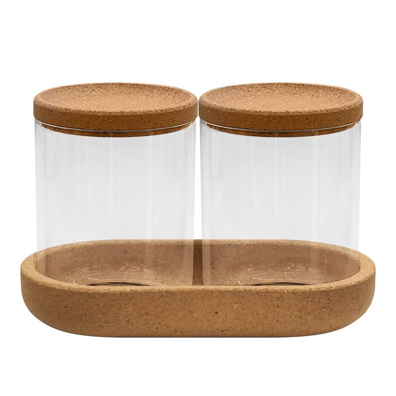 Canister with Cork Bathroom Tray Clear - Allure Home Creations, 1 of 11