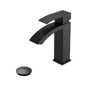 Single Lever Waterfall Faucet for Bathroom Vanity with Oversized Rectangular Spout - 1 of 4