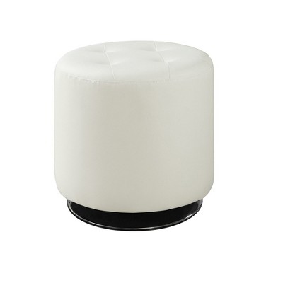 Simple Relax Round Leatherette Upholstered Ottoman, White