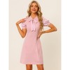 INSPIRE CHIC Women's Bow Tie Keyhole Neck Puff Sleeve Elegant Work Dress - 4 of 4