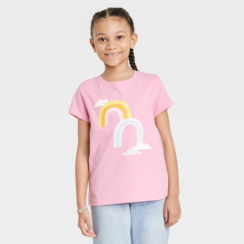 Girls' Rainbow Short Sleeve Graphic T-Shirt - Cat & Jack™ Bright