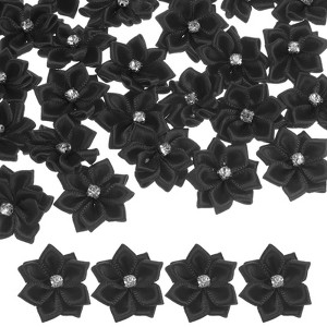 Unique Bargains Artificial Satin Durable Flexible Decorative Mini Ribbon Flowers with Rhinestones 1.2 Inch 100 Pcs - 1 of 4