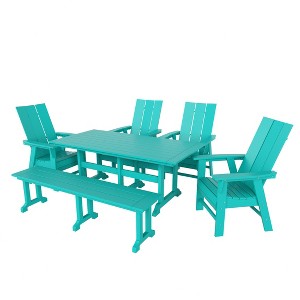 WestinTrends 6 Piece Outdoor Patio Dining Table and Armchair Dining Bench Set - 1 of 2