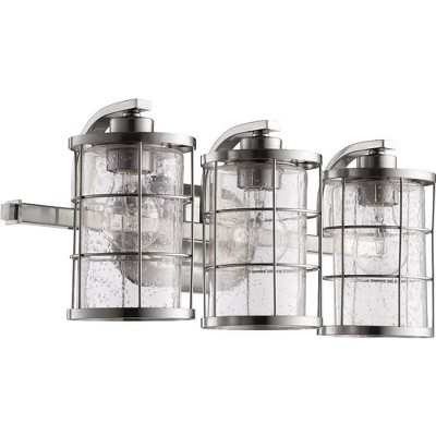 Quorum Lighting Ellis Glass 3-Light Satin Nickel Vanity with Shade