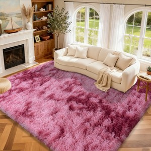 Blush Pink Shag Rug, Ultra Soft 1.7" Thick, Non-Slip, 100% Polyester, Modern Decor for Bedroom - 1 of 4
