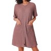Ekouaer Women Zipper Robes Knit Short Bathrobe Lightweight House Coat with Pockets Soft Nightgown - 2 of 4