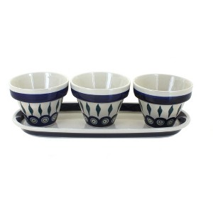 Blue Rose Polish Pottery 928-659 Zaklady Flower Pots with Tray - 1 of 1