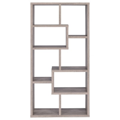Transitional Driftwood Gray 70.75" Wooden Cube Bookcase