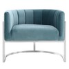 Magnolia Velvet Accent Chair with Silver Base Sea Blue 30.7"W x 27.4"D x 28"H - 3 of 4