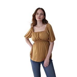 Ingrid & Isabel Maternity Short Sleeve Smocked Top - 1 of 4
