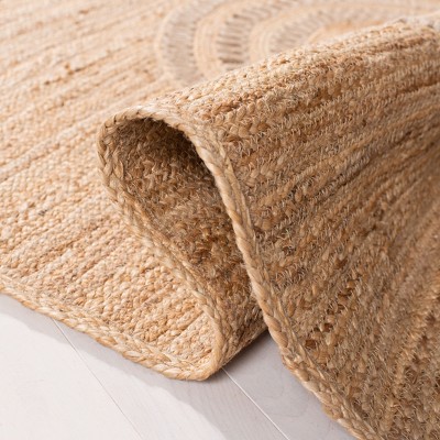 Hand-Knotted Beige Natural Fiber Rectangular Area Rug - 5'x8'