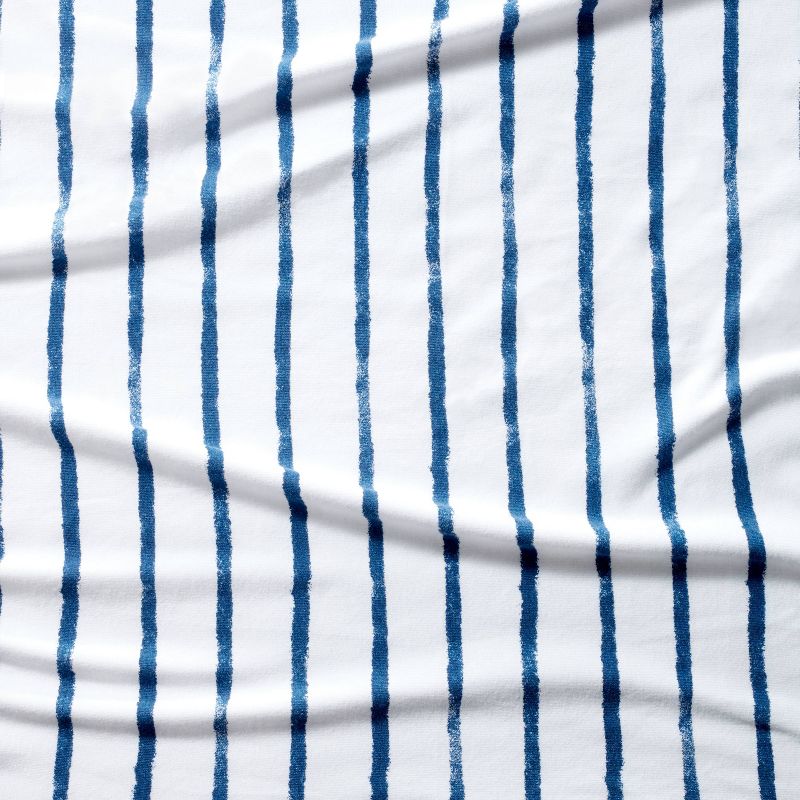 Polyester Rayon Fitted Crib Sheet - Navy Blue Vertical Stripe - Cloud Island&#8482;, 4 of 6
