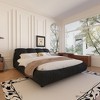 Whisen Queen Size Luxury Upholstered Platform Bed & Solid Wood Bed Frame with Oversized Padded Backrest - 2 of 4