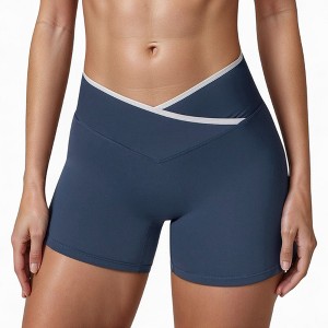 Anna-Kaci Active Women's High Waist Crossover Athletic Shorts with Stretch Fabric and Flattering V Front Waistband - 1 of 4
