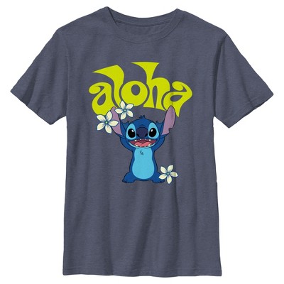 Boy's Lilo & Stitch Aloha Wavy Text T-shirt : Target