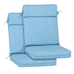 Aoodor Outdoor High Back Dining Chair Cushion Set, Water Proof & Stain Resistant, Polyester Fabric Cover with Ties and Zipper, Set of 2 - 1 of 4