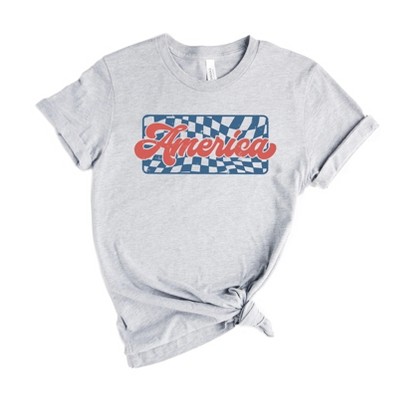 Simply Sage Market Women's Checkered America Short Sleeve Graphic Tee