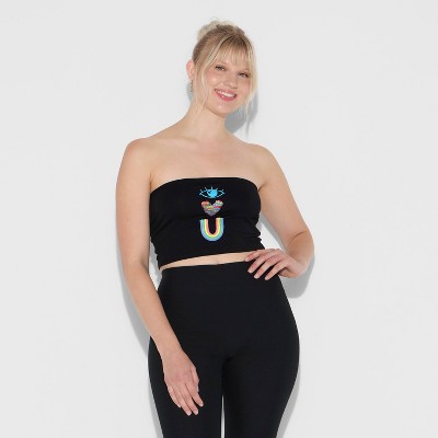 Pride Adult Reverse Sequins 'Eye Love You' Tube Top - Black